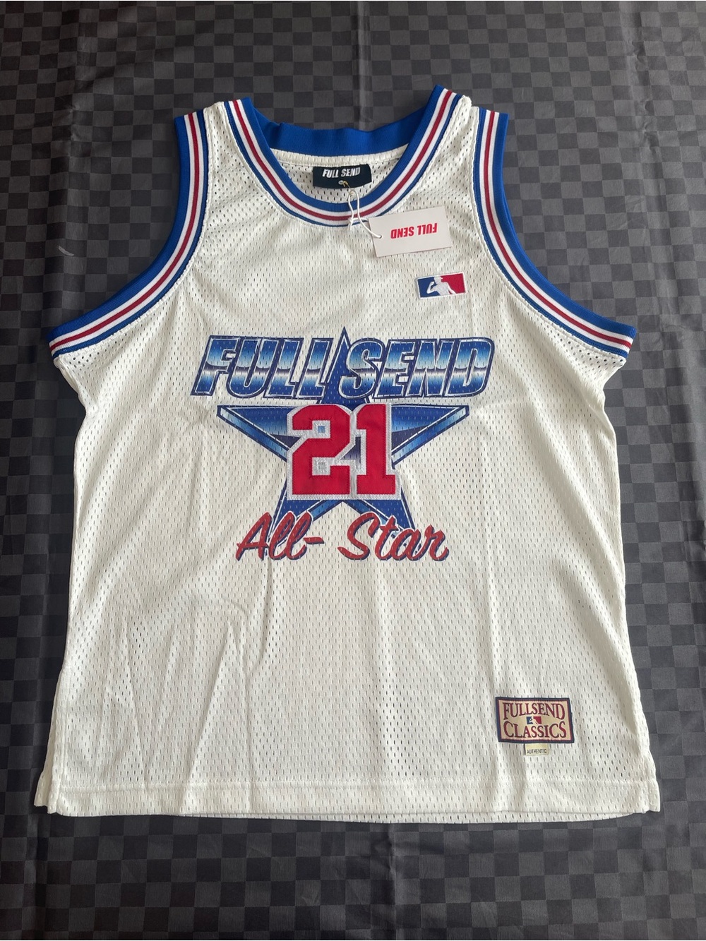 Full sand X Nelk boys white basketball jersey number 21